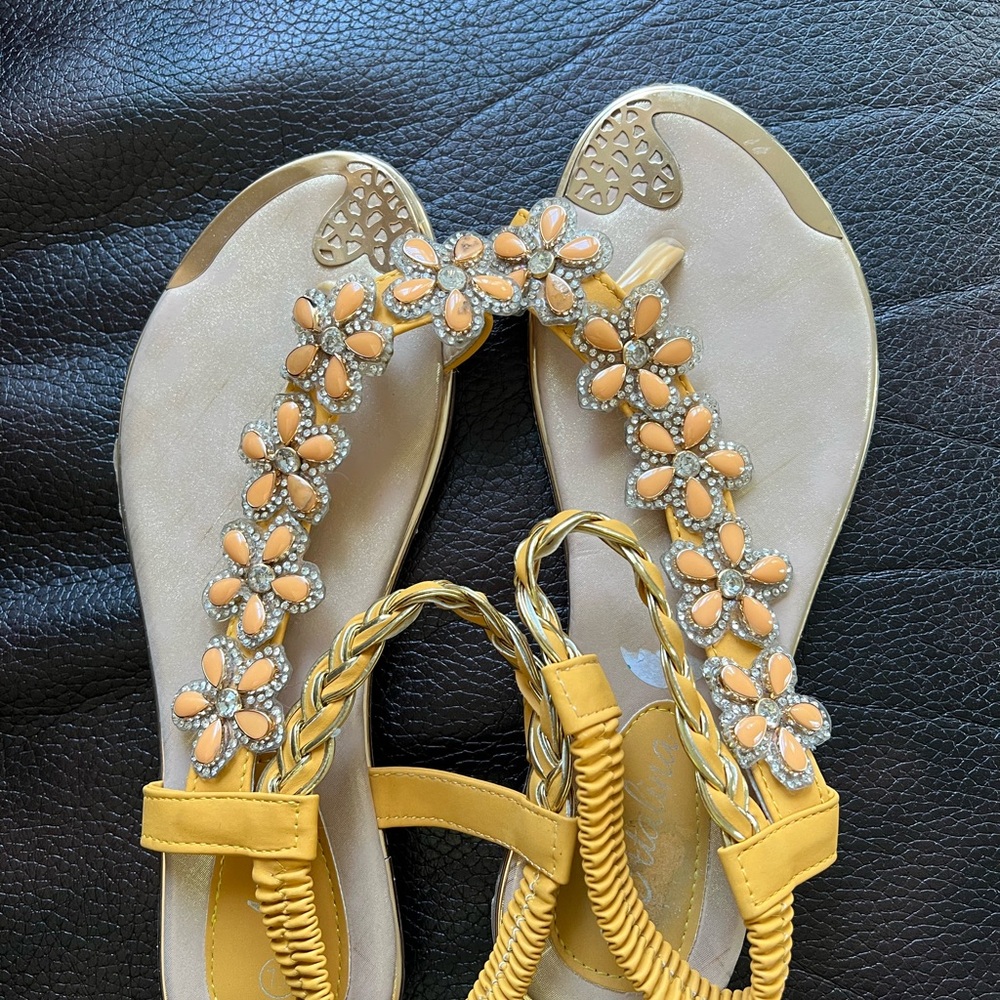 Yellow Floral Sandals
